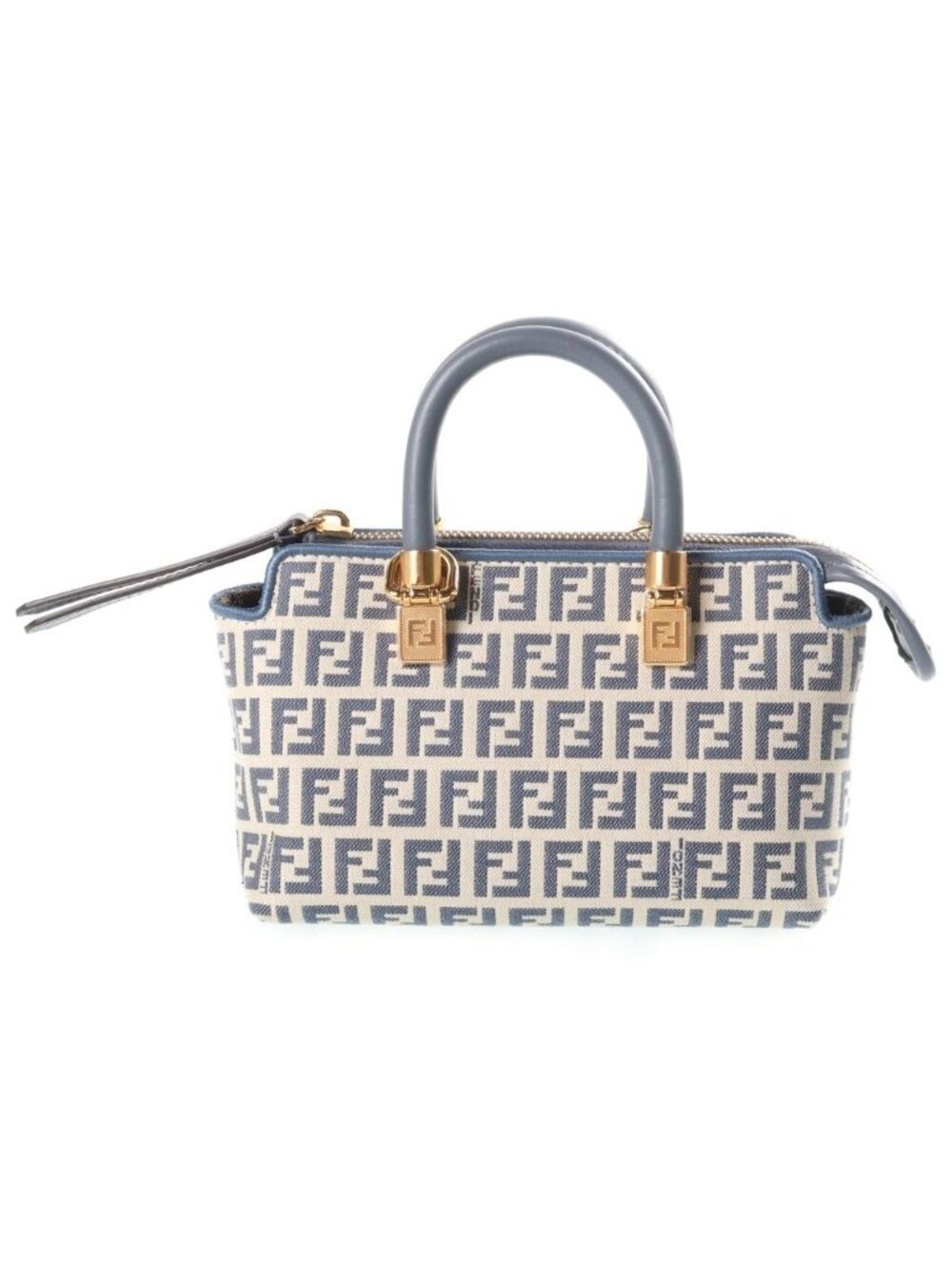 Fendi Zucca by the Way Mini 2-Way Mini Shoulder Bag Light Blue Leather Canvas